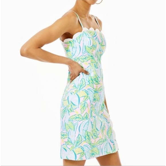 Lilly Pulitzer Mercede Stretch Dress in Urchin Pink Vitamin Sea Smocked - Picture 3 of 16